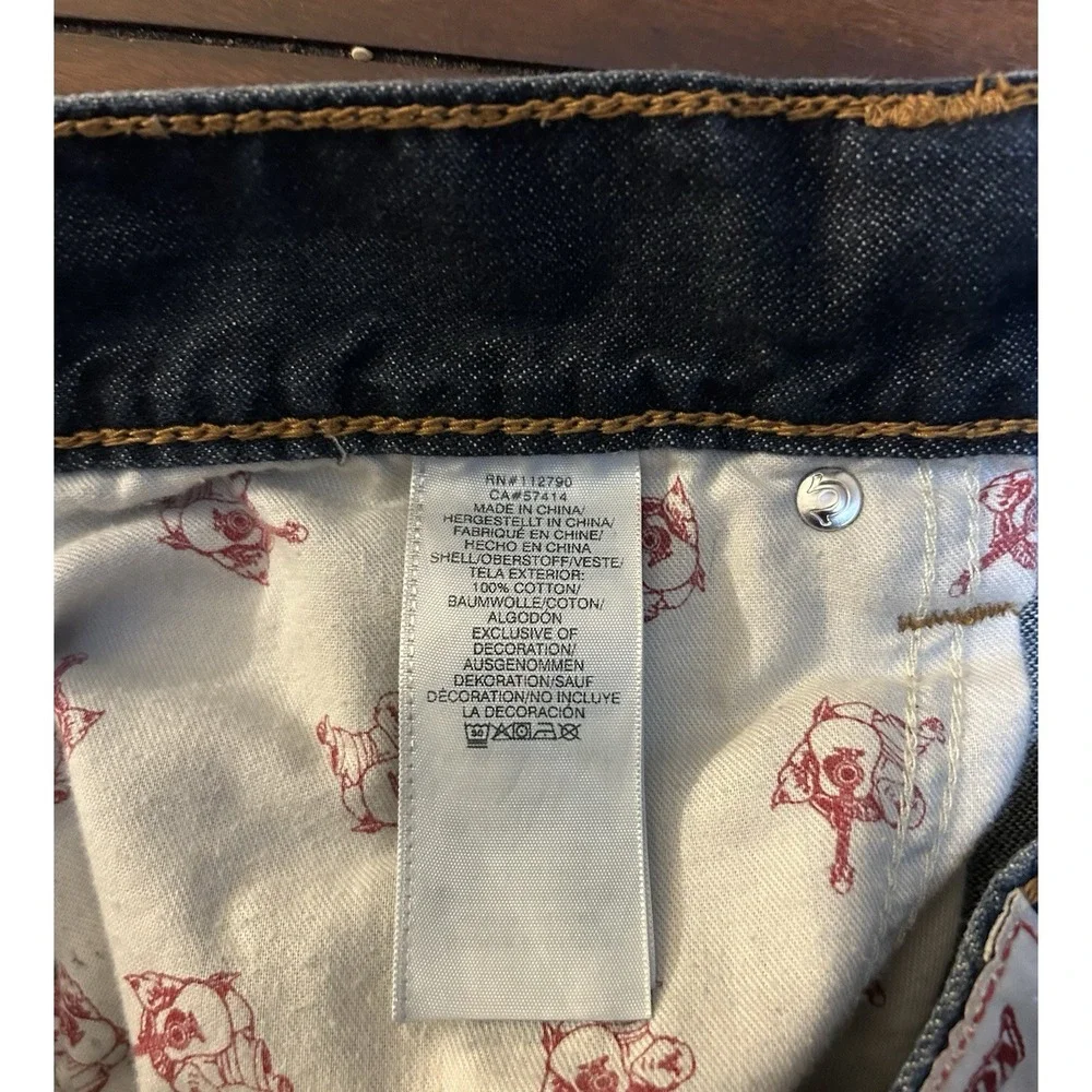 True Religion Skinny Jeans Mens 36x32 Red Orange Big T Thick Stitch 31173-00